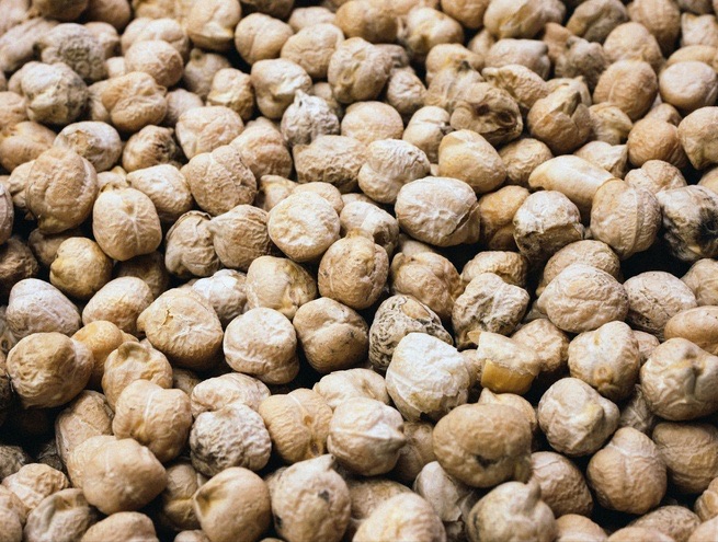 grains de pois-chiches en gros plan