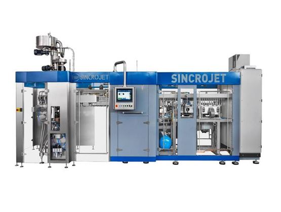 Ligne de conditionnement automatisée Sincrojet pour produits alimentaires.
