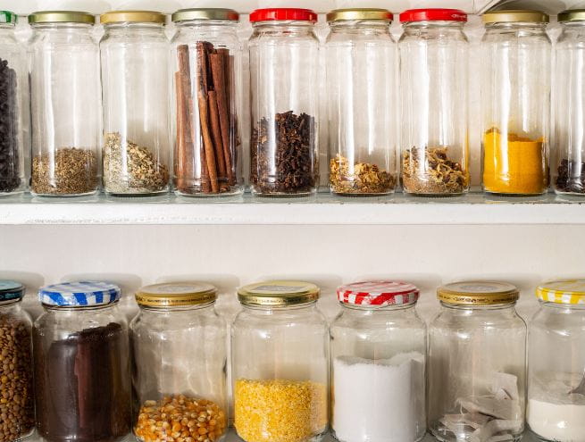 glass jars with food