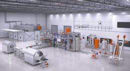 Industrial production line in a modern confectionery factory.