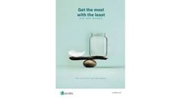 Minimalist ad showing a jar balanced with a feather and a pebble.